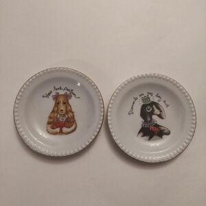 Vintage* 2 Ardalt Porcelain Dogs Playing Cards Coasters